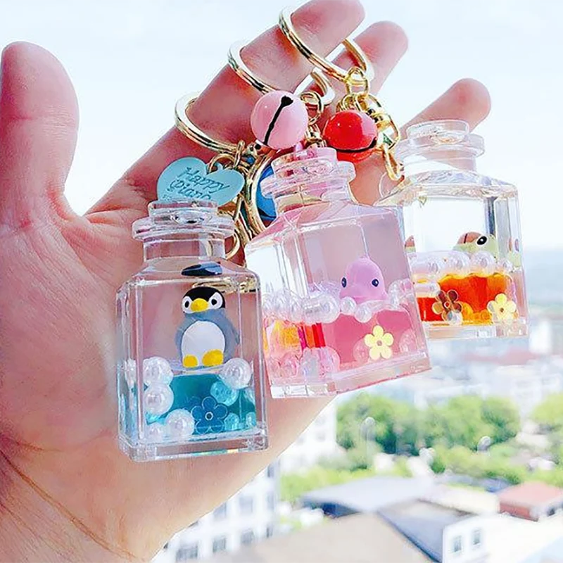 Small Square Bottle Liquid Keychain Small Square Bottle Liquid Keychain