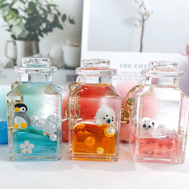 Small Square Bottle Liquid Keychain Small Square Bottle Liquid Keychain